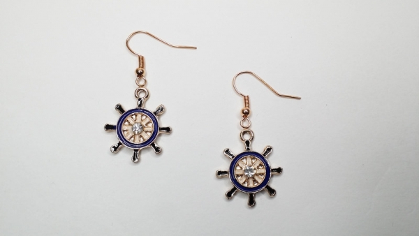 Steuerrad Ohrringe rosegoldfarben maritim